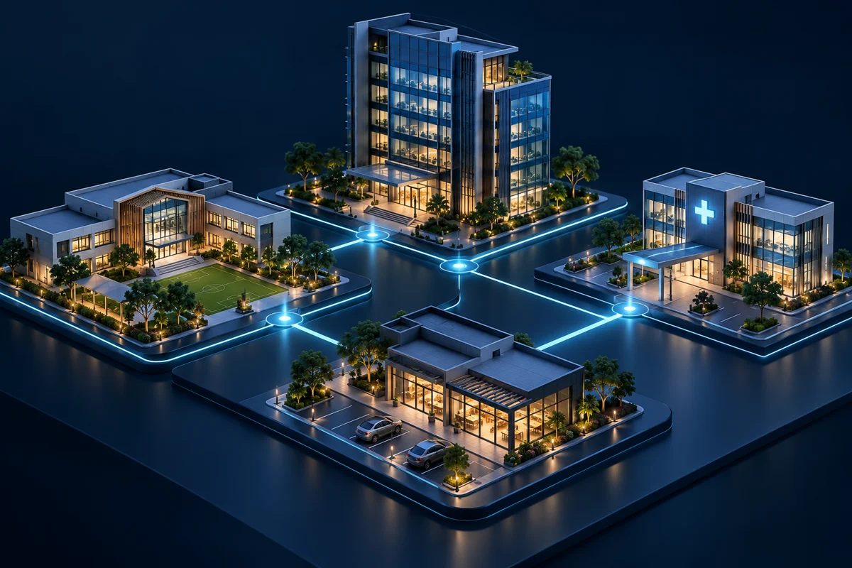 Connected office, school, healthcare and retail buildings.